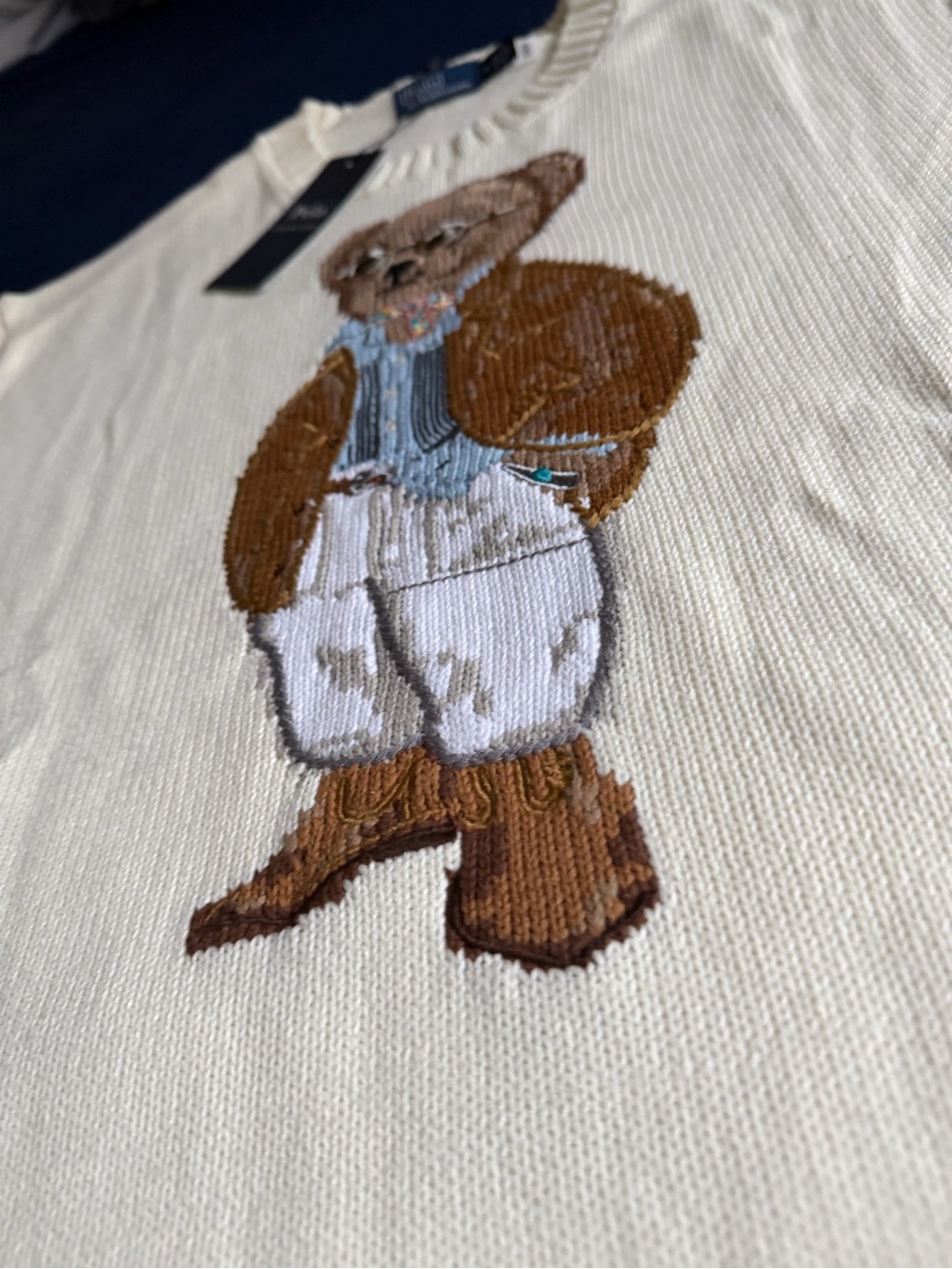 Ralph Lauren Cream Crewneck Sweater with Polo Bear Intarsia - Picture 7 of 9
